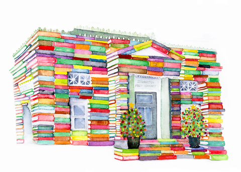 THE STONINGTON LIBRARY BOOK CLUB HOLIDAY CARD 5 X 7